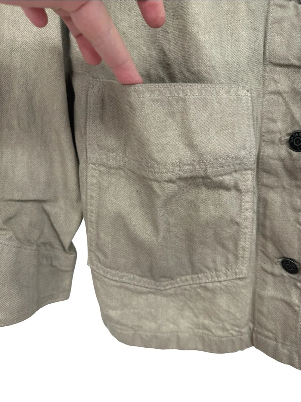 Madewell x MN Dye Studio Denim Chore Coat Hand Dyed Jacket Beige XS NWT